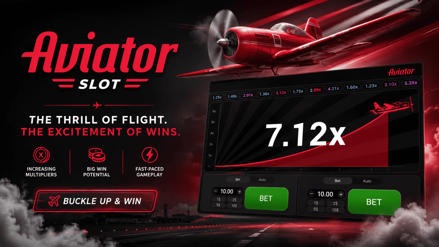 Pantalla del juego Aviator en casino